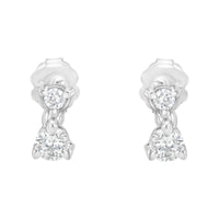 14KT White Gold 1/2 cttw Double Diamond Dangle Stud Earrings (H-I, I1-I2)