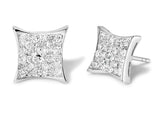 .925 Sterling Silver 3/4 Cttw Diamond Composite Curved Square Stud Earring (I-J Color, I3 Clarity)-1 thumbnail 2