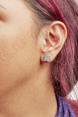 .925 Sterling Silver 3/4 Cttw Diamond Composite Curved Square Stud Earring (I-J Color, I3 Clarity)-2 thumbnail 3