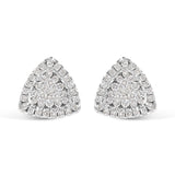 14K white gold earrings with 2 trillion diamond stones thumbnail 1