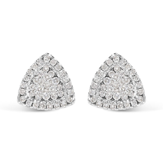 14K White Gold 1/2 cttw Trillion Shaped Diamond Stud Earrings (H-I Clarity, SI2-I1 Color)-0