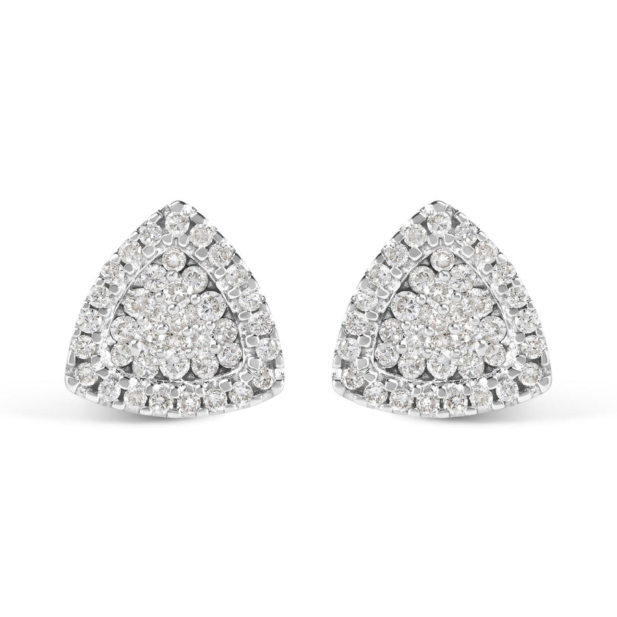 14K White Gold 1/2 cttw Trillion Shaped Diamond Stud Earrings (H-I Clarity, SI2-I1 Color)