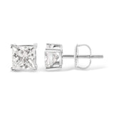 14K White Gold 1 1/2 Cttw Clarity Enhanced Princess Cut Diamond Solitaire Stud Earrings (I-J Color, I1-I2 Clarity)-3 thumbnail 4