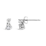 14K White Gold 1/4 Cttw Double Diamond Drop and Dangle Stud Earrings (H-I Color, SI1-SI2 Clarity)-3 thumbnail 4