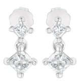 14K White Gold 3/4 cttw Double Diamond Princess-Cut Stud Earrings (I-J Clarity, I2-I3 Color)-1 thumbnail 2