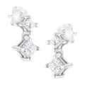 14K white gold ring with two princess-cut diamond stones