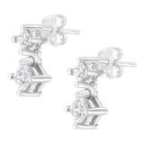 14K White Gold 3/4 cttw Double Diamond Princess-Cut Stud Earrings (I-J Clarity, I2-I3 Color)-3 thumbnail 4