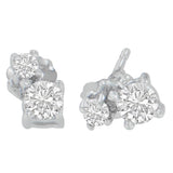 14K White Gold 1/2 cttw Round Cut Diamond Earrings (H-I, SI2-I1)-1 thumbnail 2