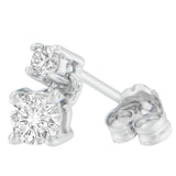 14K White Gold 1/2 cttw Round Cut Diamond Earrings (H-I, SI2-I1)-2 thumbnail 3