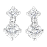 14K White Gold 1 cttw Double Diamond Stud Earrings (H-I Clarity, SI2-I1 Color)-3 thumbnail 4