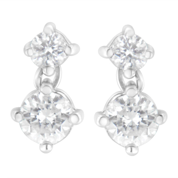 14K White Gold 1 cttw Double Diamond Stud Earrings (H-I Clarity, SI2-I1 Color)
