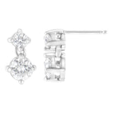 14K White Gold 1 cttw Double Diamond Stud Earrings (H-I Clarity, SI2-I1 Color)-1 thumbnail 2