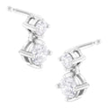 14K white gold stud earrings with 2 round diamond stones