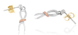 Two-Toned Sterling Silver Awareness Ribbon Dangle Earrings-1 thumbnail 2