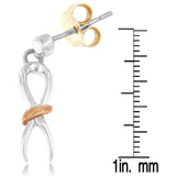 Two-Toned Sterling Silver Awareness Ribbon Dangle Earrings-3 thumbnail 4