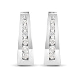 14K Gold 1/4 Cttw Channel-Set Brilliant Round-Cut Diamond Hoop Earrings (H-I Color, I1-I2 Clarity)-1 thumbnail 2