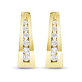 14K gold hoop earrings with round channel-set diamond stones