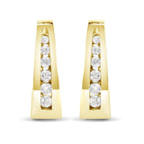 14K Gold 1/4 Cttw Channel-Set Brilliant Round-Cut Diamond Hoop Earrings (H-I Color, I1-I2 Clarity)-0 thumbnail 1