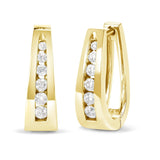 14K Gold 1/4 Cttw Channel-Set Brilliant Round-Cut Diamond Hoop Earrings (H-I Color, I1-I2 Clarity)-2 thumbnail 3
