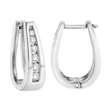 14k White Gold Channel-Set Brilliant Round-Cut Diamond Hoop Earrings (I-J Color, I2-I3 Clarity)-2 thumbnail 3