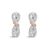 10K White and Rose Gold 1/3 Cttw Diamond Infinite and Ribbon Hoop Earrings (H-I Color, I1-I2 Clarity)-1 thumbnail 2
