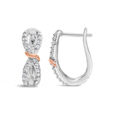 10K White and Rose Gold 1/3 Cttw Diamond Infinite and Ribbon Hoop Earrings (H-I Color, I1-I2 Clarity)-3 thumbnail 4