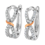 10K White and Rose Gold 1/3 Cttw Diamond Infinite and Ribbon Hoop Earrings (H-I Color, I1-I2 Clarity)-4 thumbnail 5