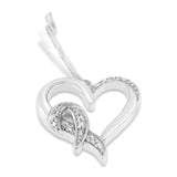 Sterling Silver Round Cut Diamond Heart Dangle Earrings (0.09 cttw, H-I Color, I1-I2 Clarity)-2 thumbnail 3