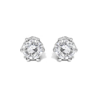 14K White Gold 1/2 Cttw Round Diamond 6 Prong Crown Stud Earrings (I-J Color, I1-I2 Clarity)