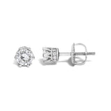 14K White Gold 1/2 Cttw Round Diamond 6 Prong Crown Stud Earrings (I-J Color, I1-I2 Clarity)-3 thumbnail 4