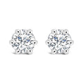 14K white gold stud earrings with 2 round diamond stones in hidden halo