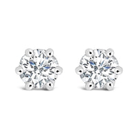 14K White Gold 1/2 Cttw Lab-Grown Diamond 6 Prong Hidden Halo Stud Earrings (F-G Color, VS1-VS2 Clarity)