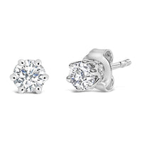 14K White Gold 1/2 Cttw Lab-Grown Diamond 6 Prong Hidden Halo Stud Earrings (F-G Color, VS1-VS2 Clarity)