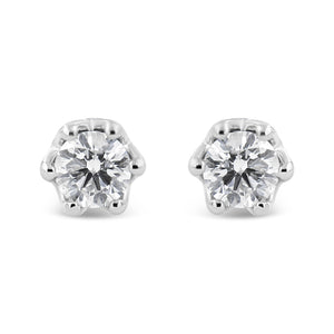 14K Gold 1/2 Cttw Round Diamond Crown Stud Earring (I-J Color, I1-I2 Clarity)-1
