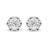 14K White Gold 1.0 Cttw Round Cut Prong-Set Diamond Crown Stud Earring (I-J Color, I1-I2 Clarity)-0 thumbnail 1