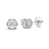 14K White Gold 1.0 Cttw Round Cut Prong-Set Diamond Crown Stud Earring (I-J Color, I1-I2 Clarity)-1 thumbnail 2
