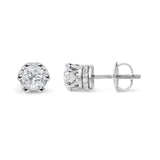14K White Gold 2.0 Cttw Round Cut Prong-Set Diamond Crown Stud Earring (I-J Color, I1-I2 Clarity)-3 thumbnail 4