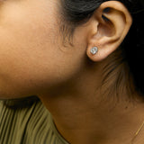 14K White Gold 1.0 Cttw Round Cut Prong-Set Diamond Crown Stud Earring (I-J Color, I1-I2 Clarity)-2 thumbnail 3