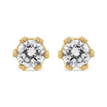 14K gold ring with round diamond stones in a raised crown setting