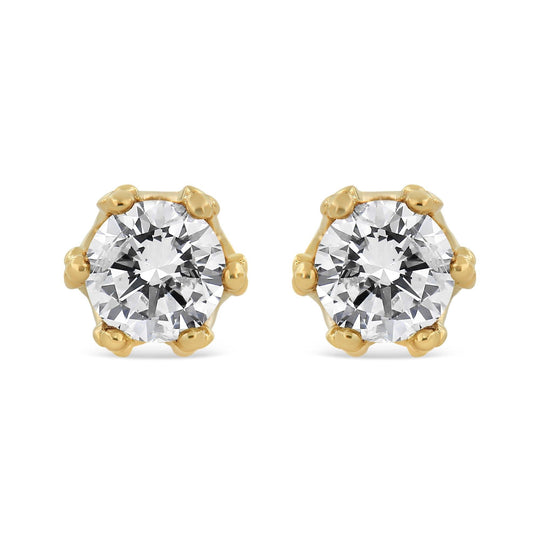14K Gold 1/2 Cttw Round Diamond Crown Stud Earring (I-J Color, I1-I2 Clarity)-0