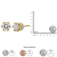 14K Yellow Gold 2.0 Cttw Round Diamond Crown Stud Earrings (I-J Color, I1-I2 Clarity)