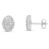 Sterling Silver Round Diamond Oval Cluster Earrings (1/2 cttw, I-J Color, I2-I3 Clarity)-1 thumbnail 2