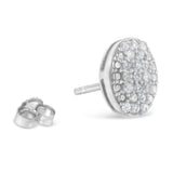 Sterling Silver Round Diamond Oval Cluster Earrings (1/2 cttw, I-J Color, I2-I3 Clarity)-3 thumbnail 4
