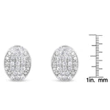 Sterling Silver Round Diamond Oval Cluster Earrings (1/2 cttw, I-J Color, I2-I3 Clarity)-4 thumbnail 5