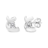 10K Gold 1/10 Cttw Round Brilliant-Cut Diamond Espira Swirls Solitaire Push Back Stud Earrings (I-J Color, I1-I2 Clarity)-1 thumbnail 2
