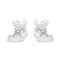 10K Gold 1/10 Cttw Round Brilliant-Cut Diamond Espira Swirls Solitaire Push Back Stud Earrings (I-J Color, I1-I2 Clarity)