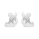 .925 Sterling Silver Round Cut Diamond Fashion Earrings (0.10 cttw, I-J Color, I2-I3 Clarity)-1 thumbnail 2