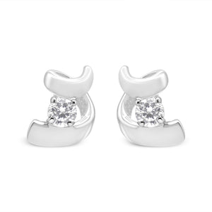 .925 Sterling Silver Round Cut Diamond Fashion Earrings (0.10 cttw, I-J Color, I2-I3 Clarity)-1