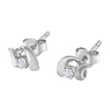 .925 Sterling Silver Round Cut Diamond Fashion Earrings (0.10 cttw, I-J Color, I2-I3 Clarity)-4 thumbnail 5