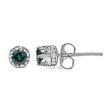14K White Gold 1/2 cttw White and Treated Blue Round Diamond Earrings (I-J I2-I3)-3 thumbnail 4